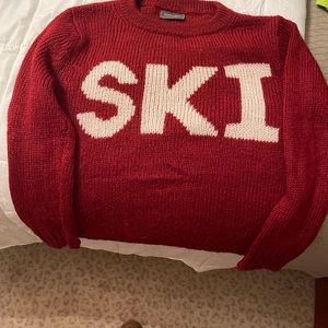 Wooden Ships SKI pullover sweater. Size M/L Red and white